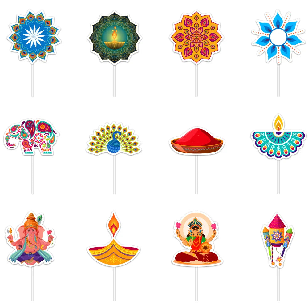 Diwali Devali Cake Topper Flags deepa avail Deepavali Cupcake Topper Diwali Festival Decoration Baking DIY Party Supplies