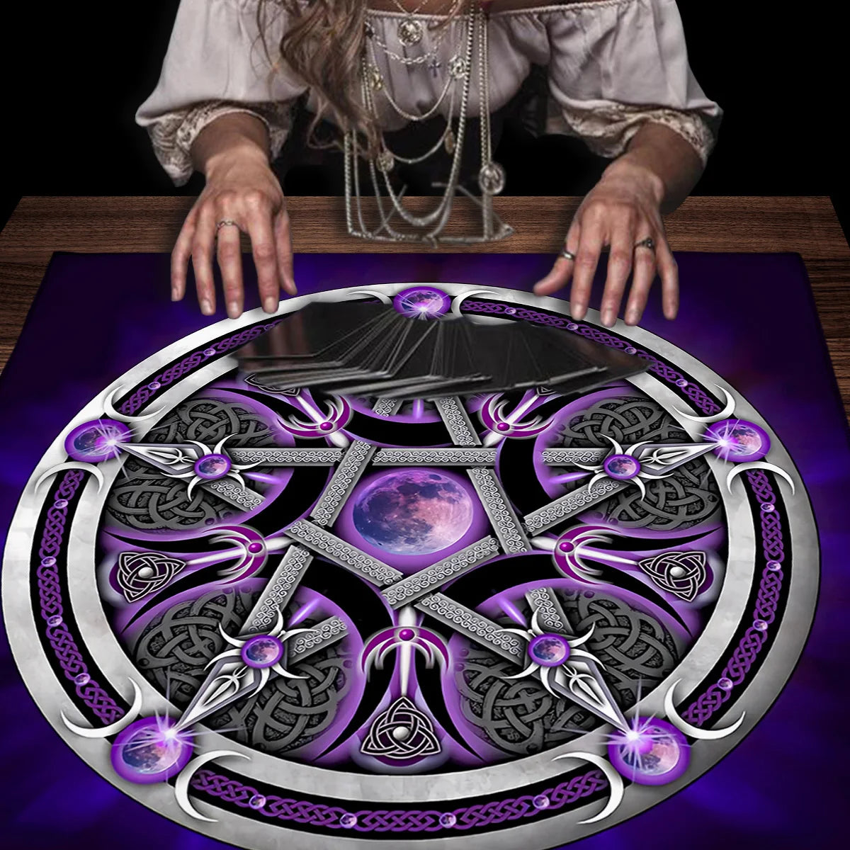Purple Moon Star Tarot Card Tablecloth Divination Altar Cloth For Witch Wiccan Home Decor Astrology Oracle Card Pad Tarot Mat