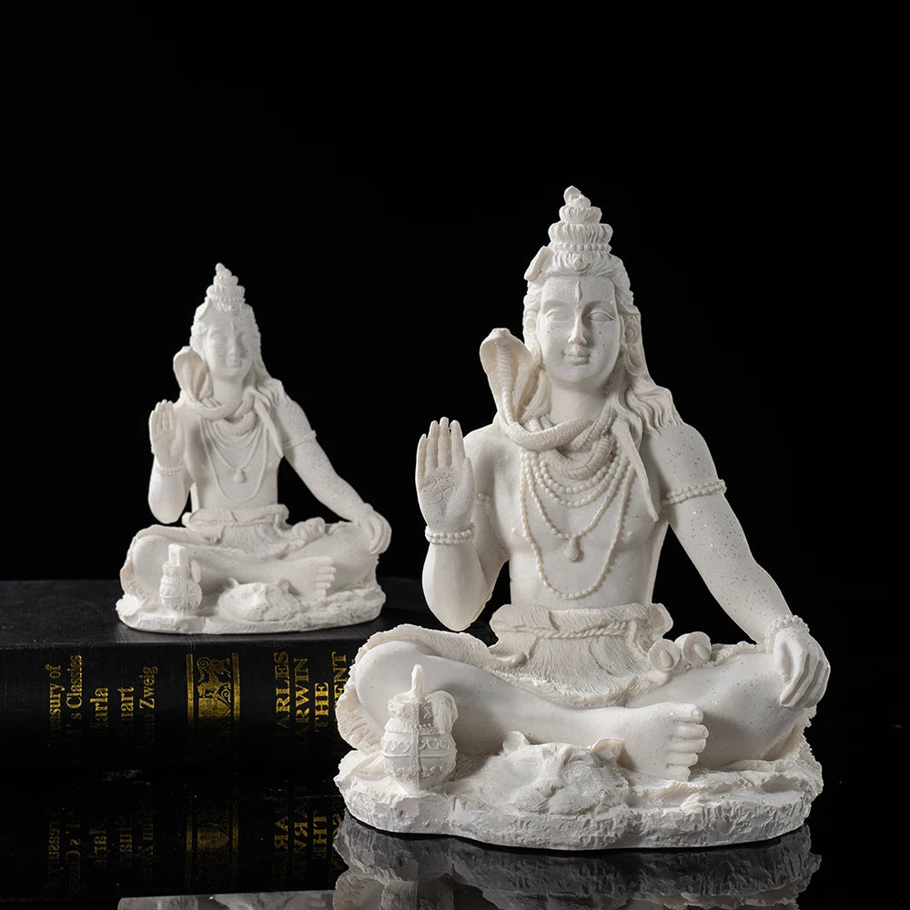 Vilead 13cm Sandstone Shiva Statue Yoga Figurine Ornament Zen Meditation Buddha Decor India Religion Feng Shui Craft Home Living