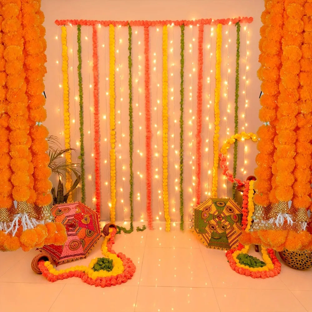 Long Strands Artificial Marigold Garland Pooja Diwali Fiesta Indian Décor Marigold Flower Garlands Pooja Wedding Events Decor