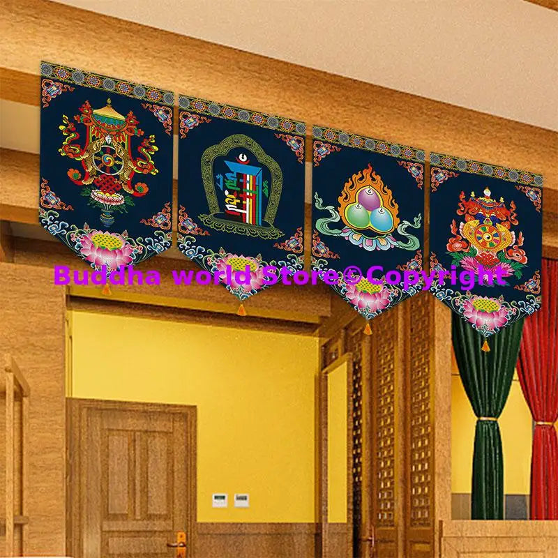 Wholesale Buddhist supplies # HOME Temple altar Wall decor Auspicious blessing Kalachakra Hanging decoration painting Ornament