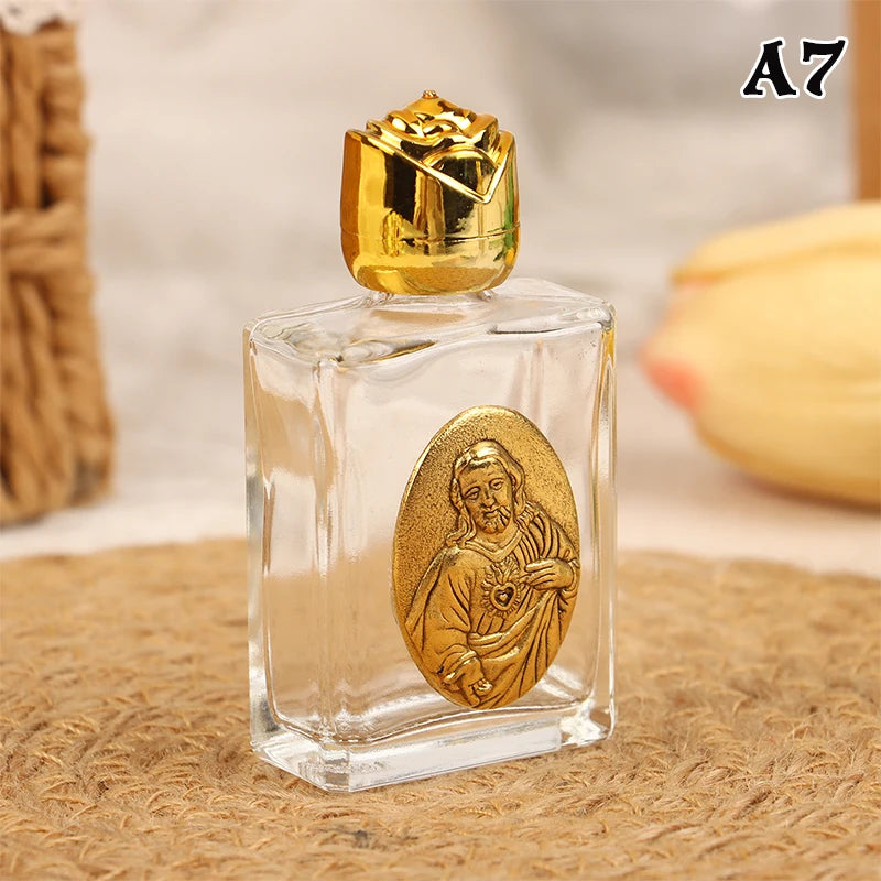 11 Types Of Glass Holy Water Jesus Bottle Religious Cross Bottle Christian Virgin Sculpture Bottle Refillable Holy Water Bottle