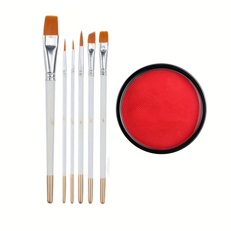 30g Water-Activated Body Makeup Face Paint Set 3-Piece with Brushes Mixing Palette for Halloween Christmas Costume Party Cosplay