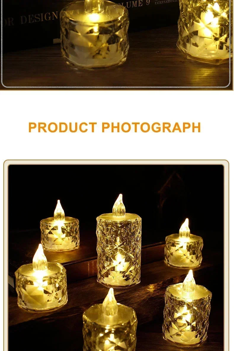 24-1PCS Flameless LED Light Candle LED Crystal Candle Light Electronic Night Lamp Dating Party Holiday Home Wedding Decoration