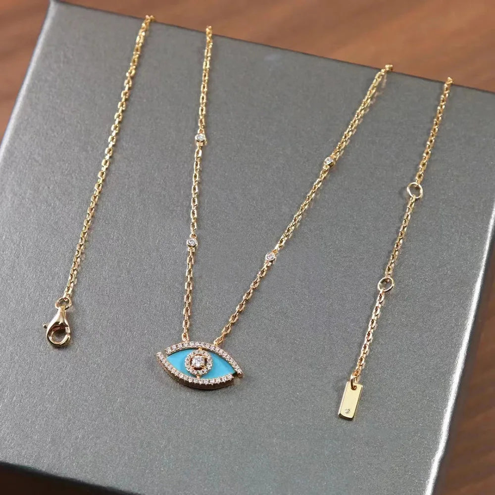 Evil Eye Necklace for Women, Minimalist Luxury Choker Jewelry Gift, Trendy Stainless Steel Chain with Unique Demon Eye Pendant