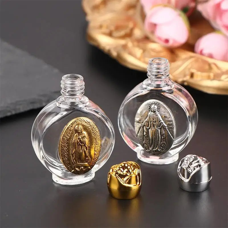 1Pc Holy Water Jesus Bottle Religious Cross Bottle Christian Virgin Sculpture Bottle Holy Water Bottle