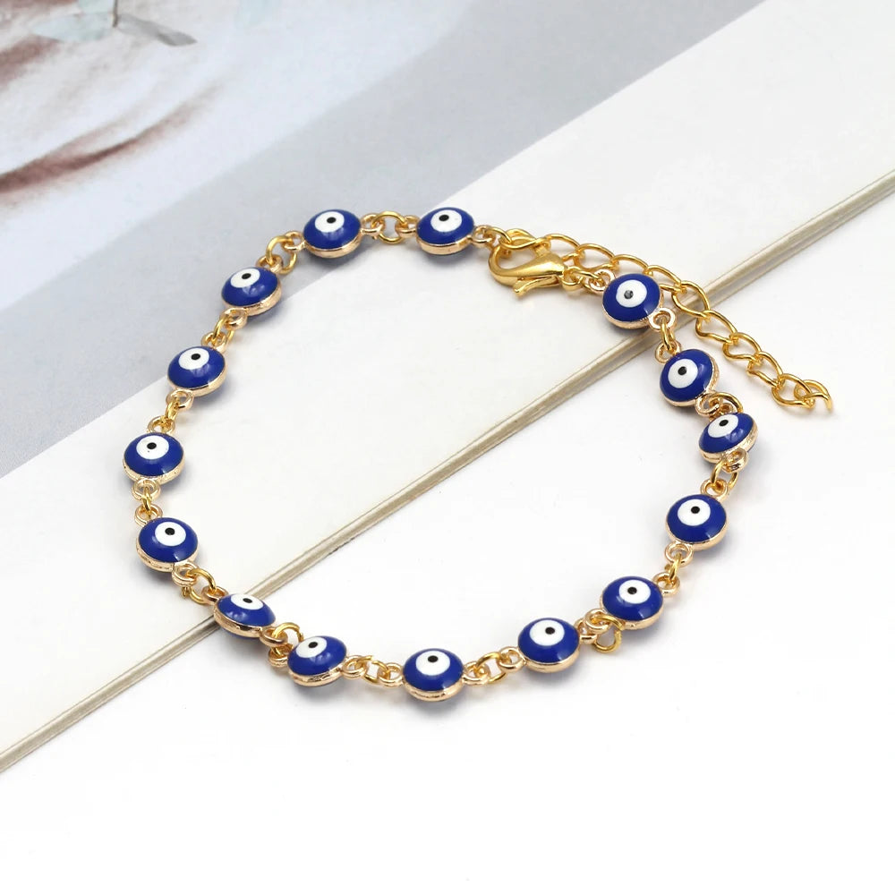 EVIL EYE Adjustable Alloy Foot Chain Women Anklet Drop Oil Turkish Evil Eye Anklet tobilleras mujer תכשיטים chaine de cheville
