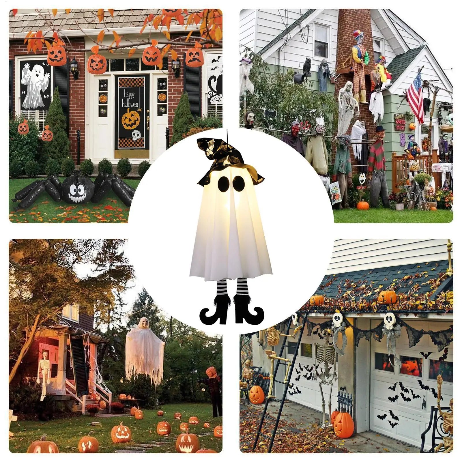Halloween Decor LED Light Up Witch Ghost for Halloween Party Home Indoor Outdoor Yard Decoration Scary Hanging Ornaments Gift