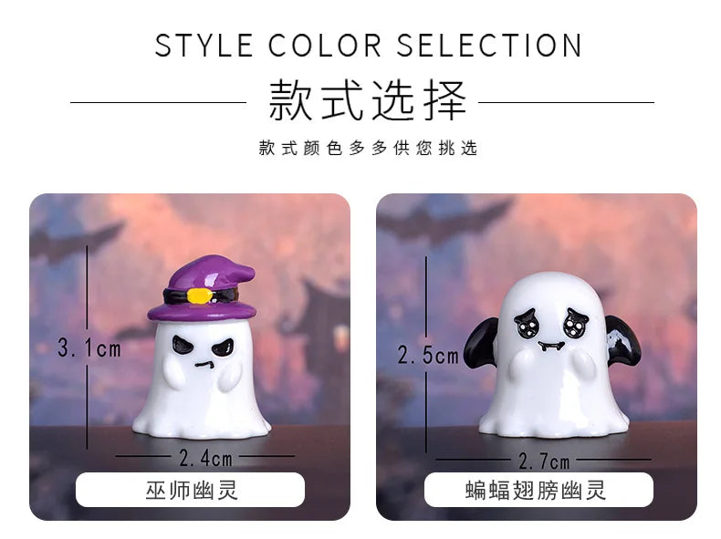 Halloween Micro Landscape Miniature Figurines Resin Craft Mini Fairy Garden Ornaments Cute Pumpkin Ghost Home Decor