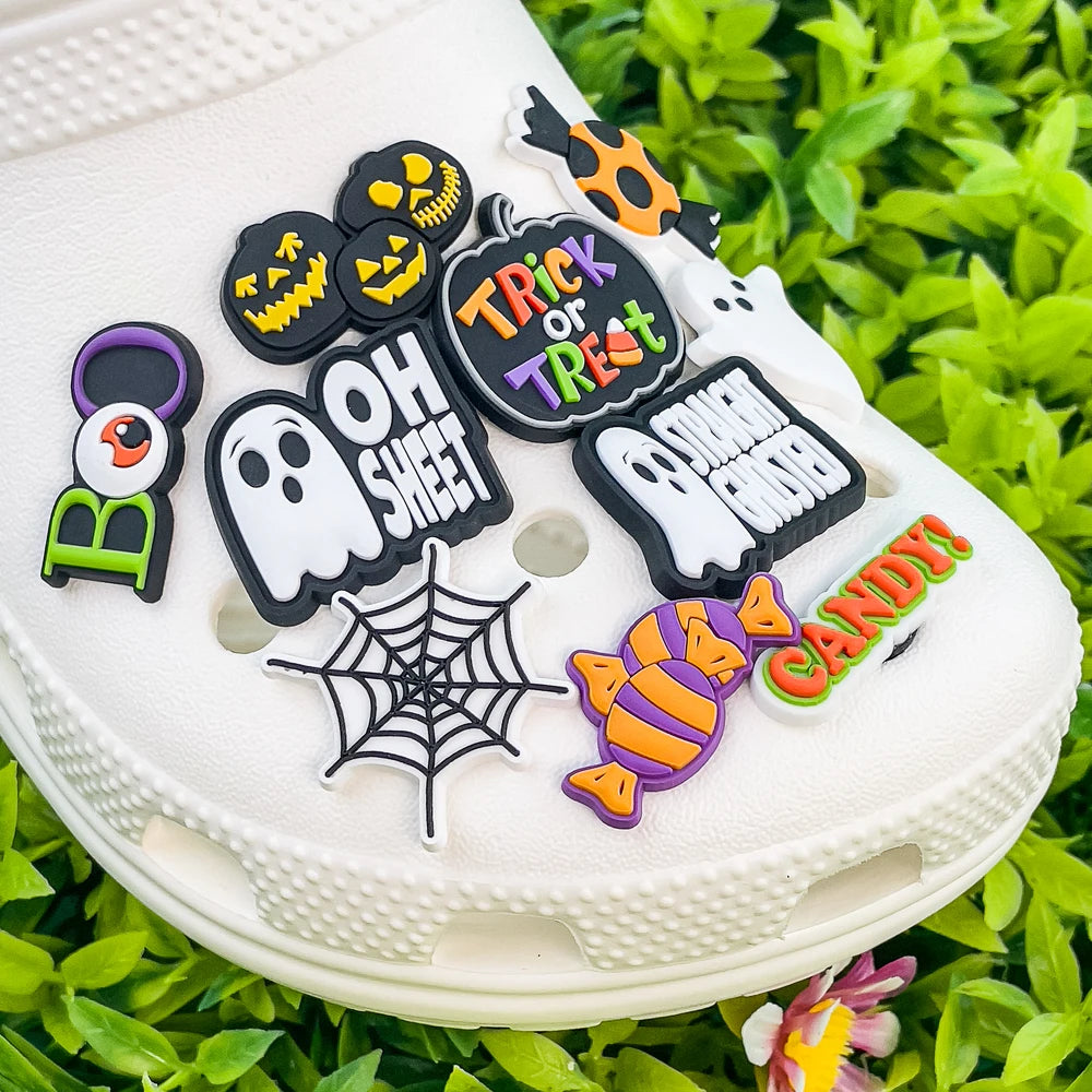 1pcs PVC Halloween Witches Shoe Charms for Women Men Girls Kids,Pumpkins Trick Or Treat Shoe Decorations Pins,Clog Buckles Gifts