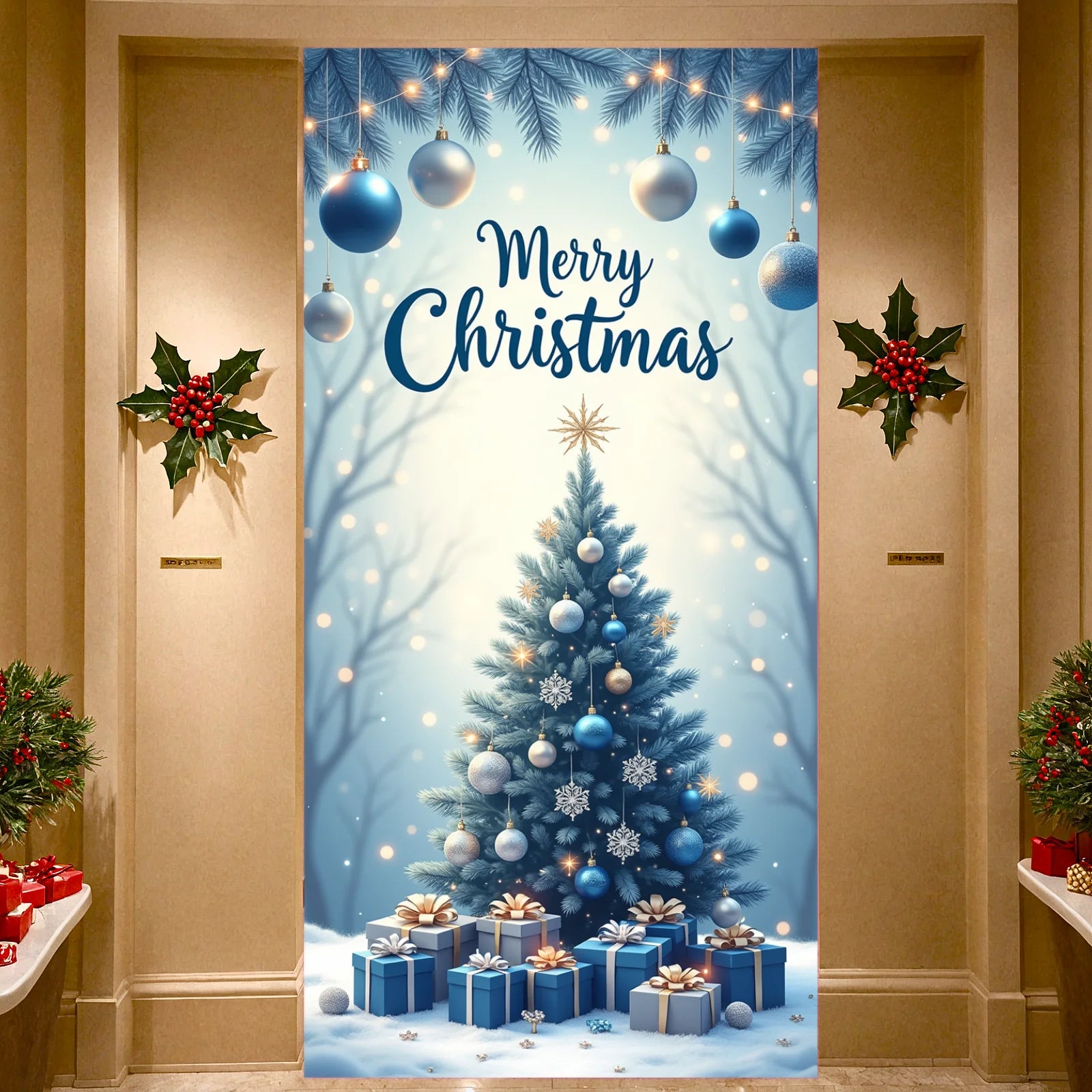 Christmas Tree Banner Festive Holiday Banner Elegant Christmas Decoration for HolidayCelebration Winter Festivities Family Gathe