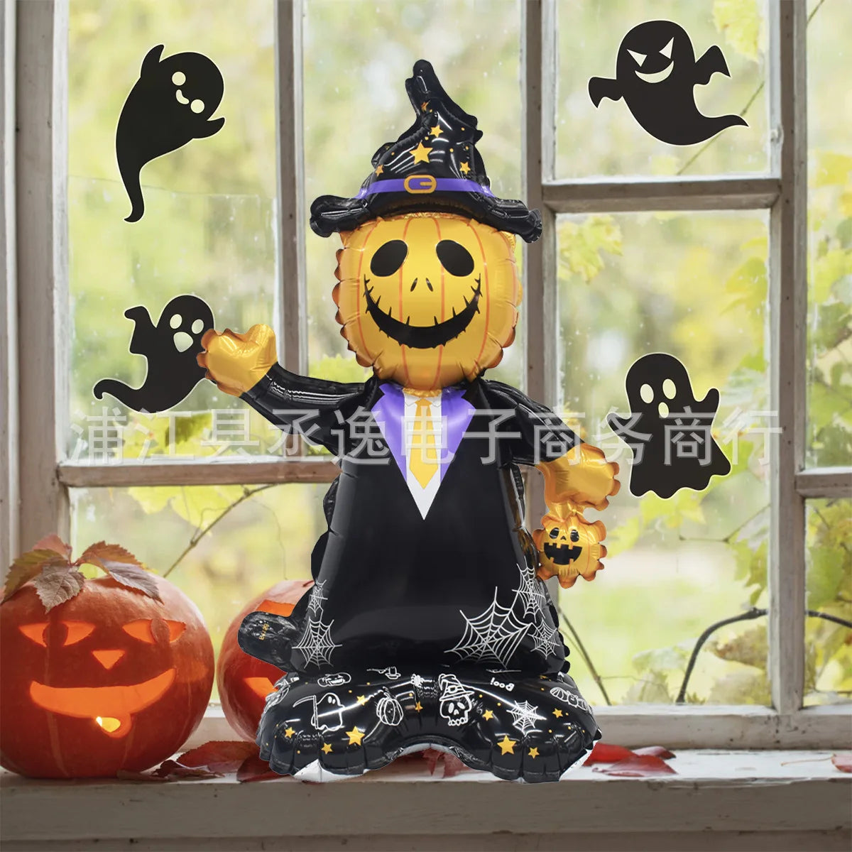 1pc Standing Skeleton Man Balloon Halloween Pumpkin Man Aluminum Film Balloon Festival Party Decoration Terrifying Prop Ballon