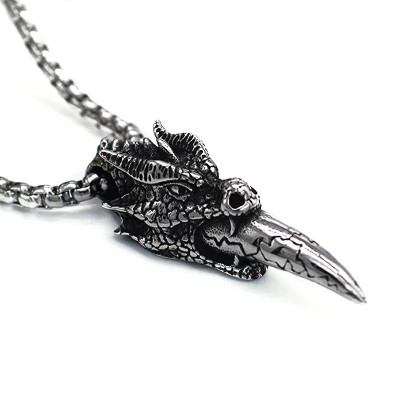 Gothic Pattern Skull Ghost Head Pendant Necklace Men's Punk Trend Alternative Halloween Jewelry