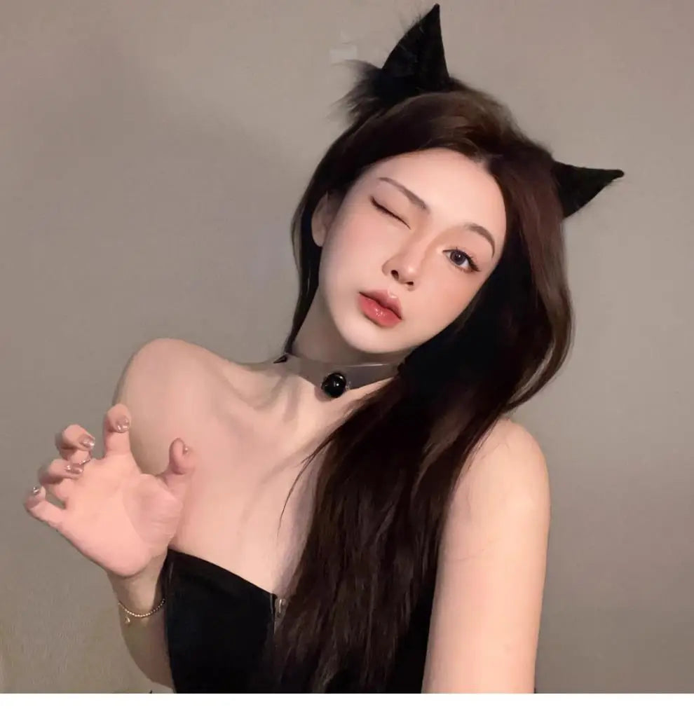 Plush Cat Ears Headband Women Girls Cosplay Hair Band Funny Cute Lolita Hair Hoop Hair Accessories Christma Halloween Dress Up