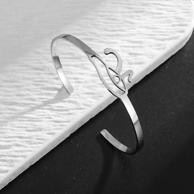 Stainless Steel Hindu Lotus Mandala Open Bracelet Women Fashion Cuff Bangle Casual Sports Yoga Jewelry