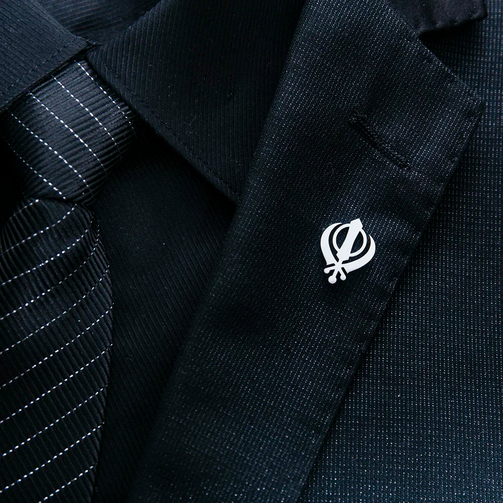 Sikh Symbol Men's Stainless Steel Brooch Religious Talisman Jewelry Retro Indian Religious Emblem Badge Accessories