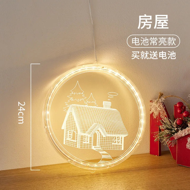 Christmas Transparent Luminous Night Lights, Festive Scene Atmosphere Decoration and Hanging Ornament Store
