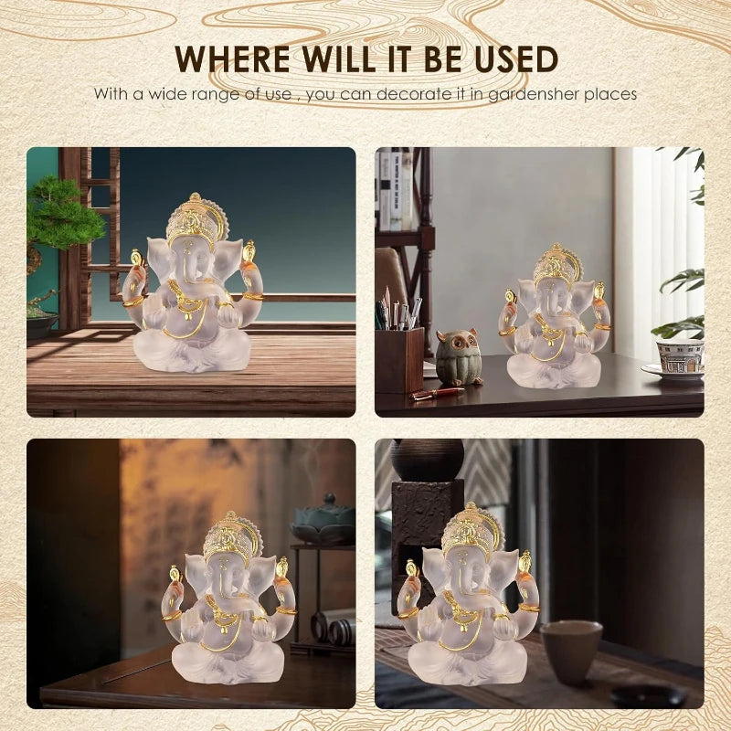 Divine Ganesha Statue Elephant God Decor Luxury Thai Buddha Idol Hindu Temple Art Altar Showpiece Gift for Blessings Meditation