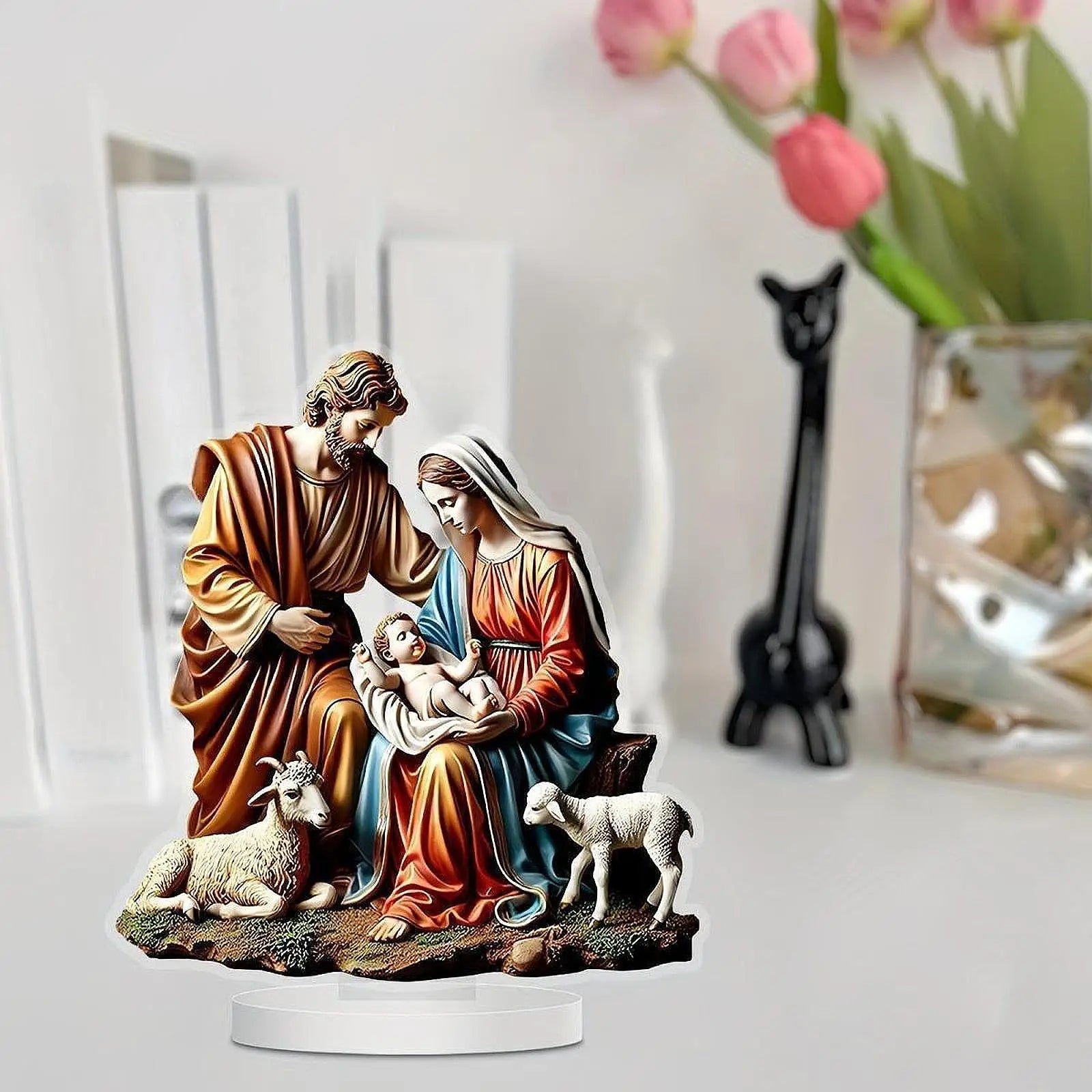 Virgin Mary and Jesus Statue Gifts Christmas Nativity Figurines for Tabletop