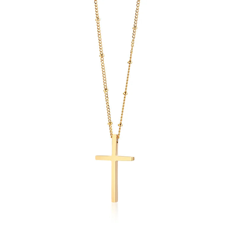 Cruz Cross Necklace Pendant, Women's Stainless Steel Cross Collar, Fashion Religious Jewelry