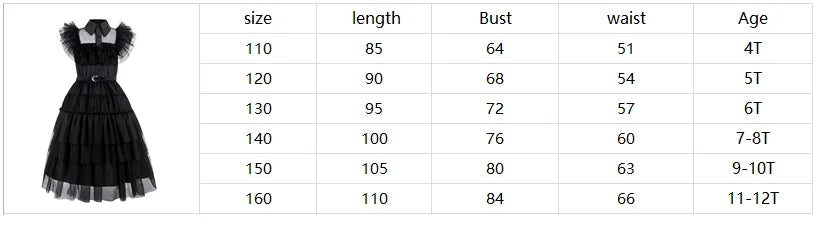 KLFLGD Black Lace Halloween Dress Up Girl's Birthday Party Performance Dress New Girl Role Playing Dress 4-12 Years Old