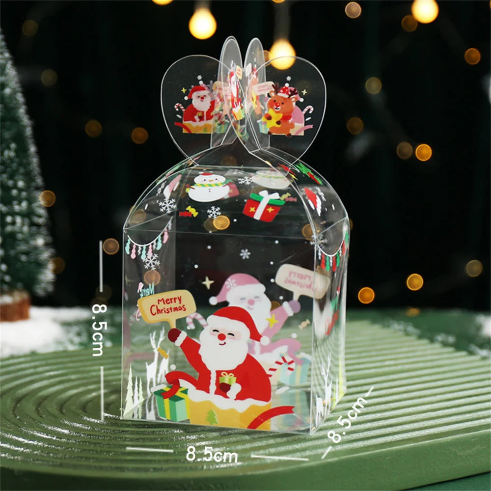 Christmas Gift Packaging Box Festive Dessert Party Decoration Treats Cake Hug Bucket Plastic Transparent Storage Case Home