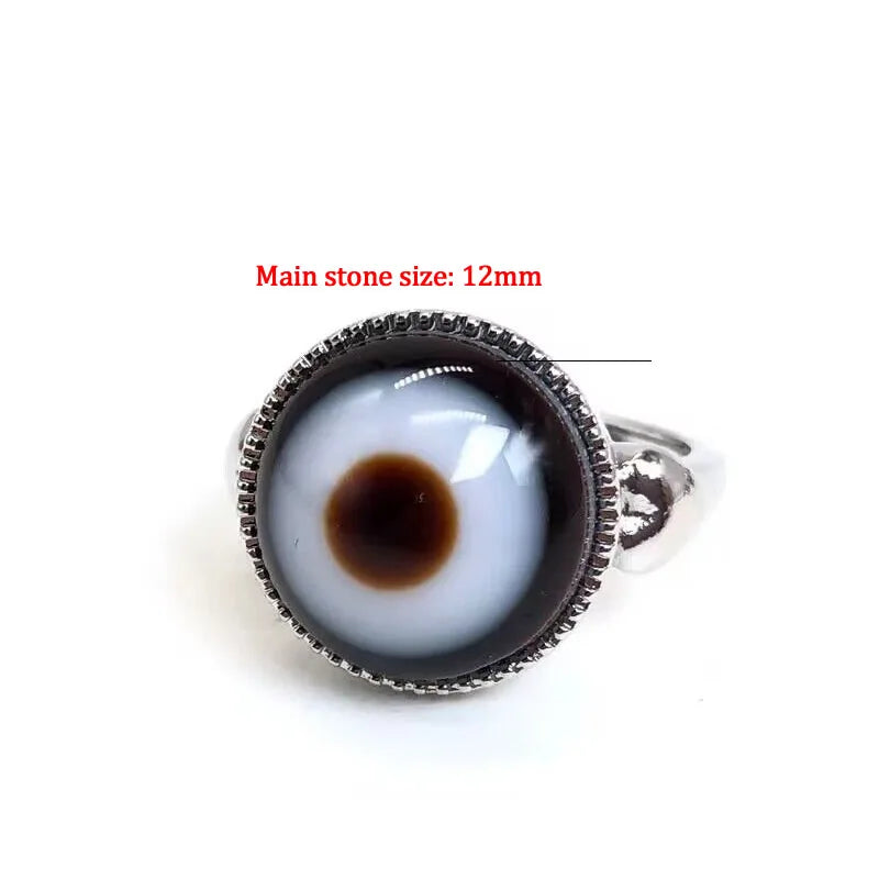Gothic Evil Eye Ball Design Charm Ring for Men and Women, Crystal opal Jewelry, Punk Finger Accessories, Stainless Steel