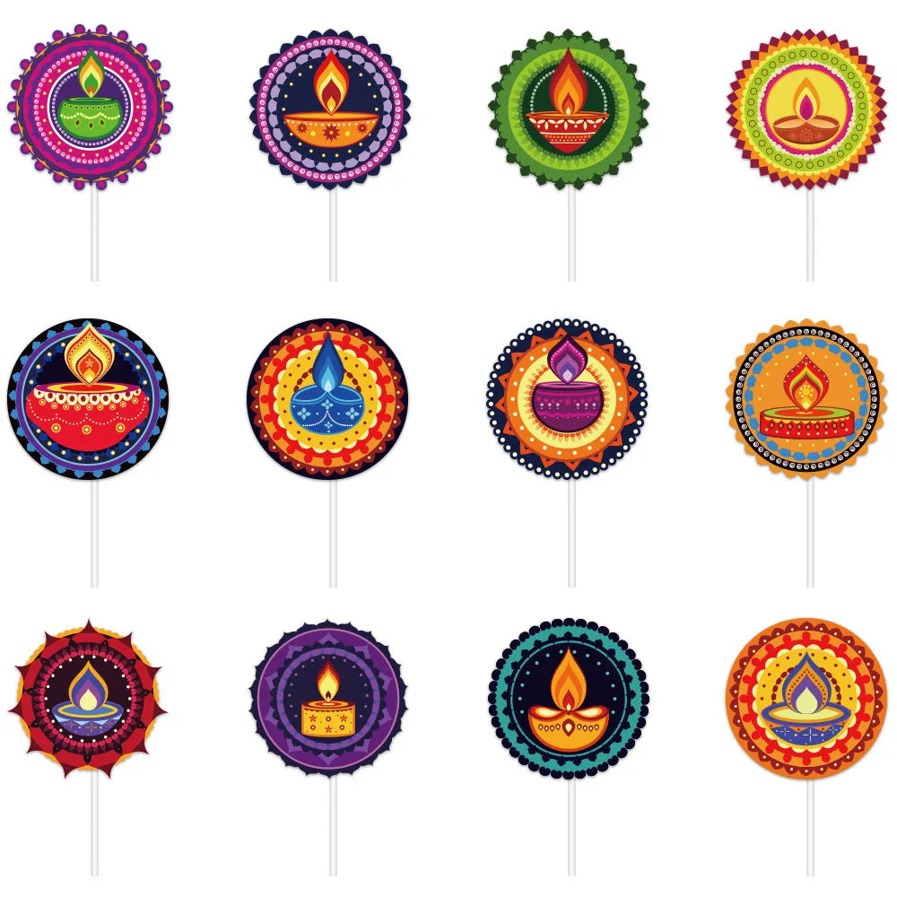 Diwali Devali Cake Topper Flags deepa avail Deepavali Cupcake Topper Diwali Festival Decoration Baking DIY Party Supplies