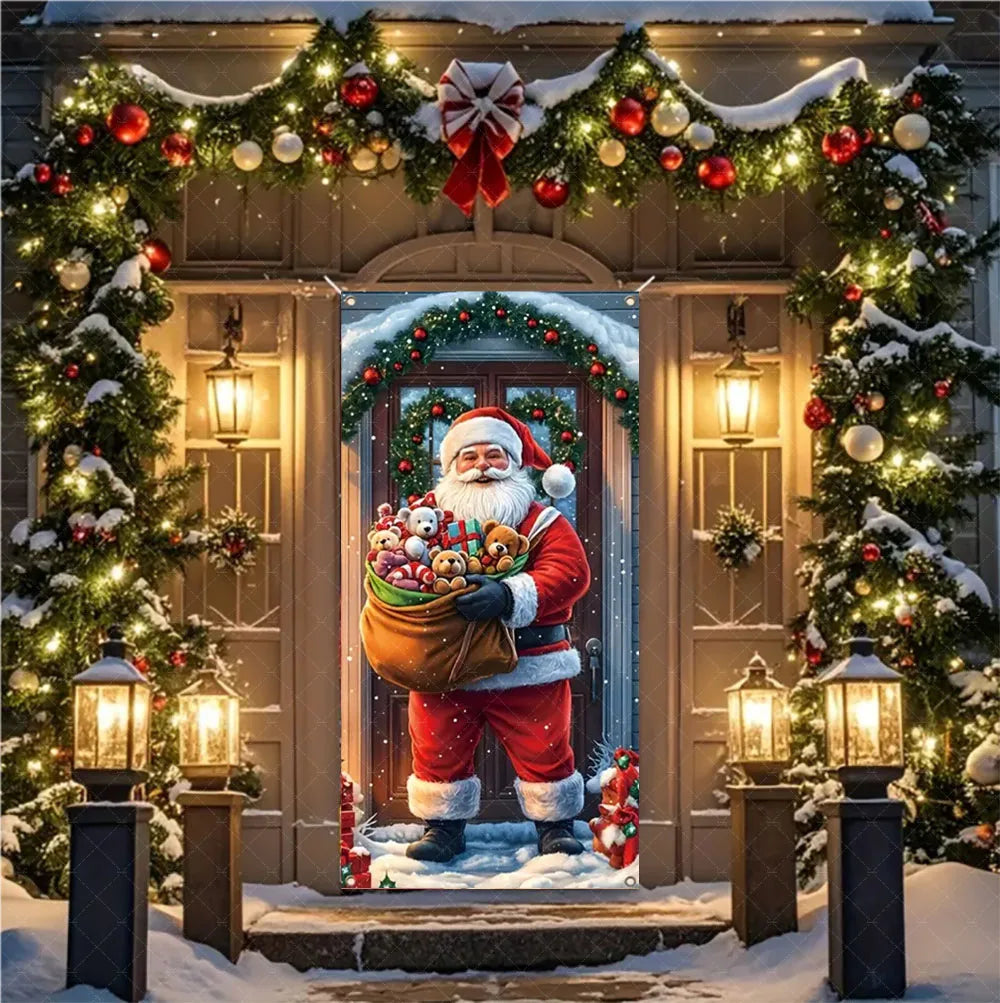 Christmas Hanging DoorBanner Antithetical Couplet Merry Christmas Party Decoration New Year 2026 Christmas Wall Banner Xmas Gift