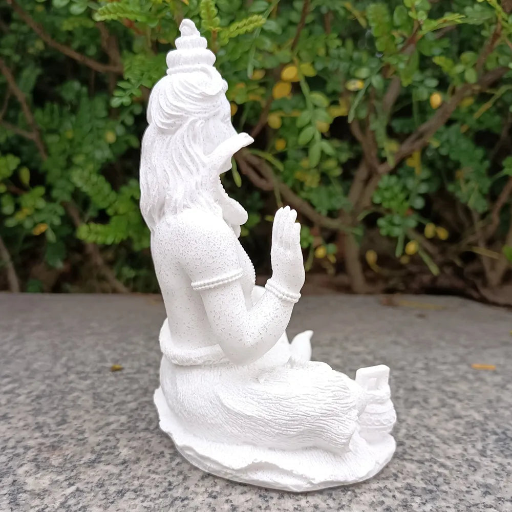 Vilead 13cm Sandstone Shiva Statue Yoga Figurine Ornament Zen Meditation Buddha Decor India Religion Feng Shui Craft Home Living