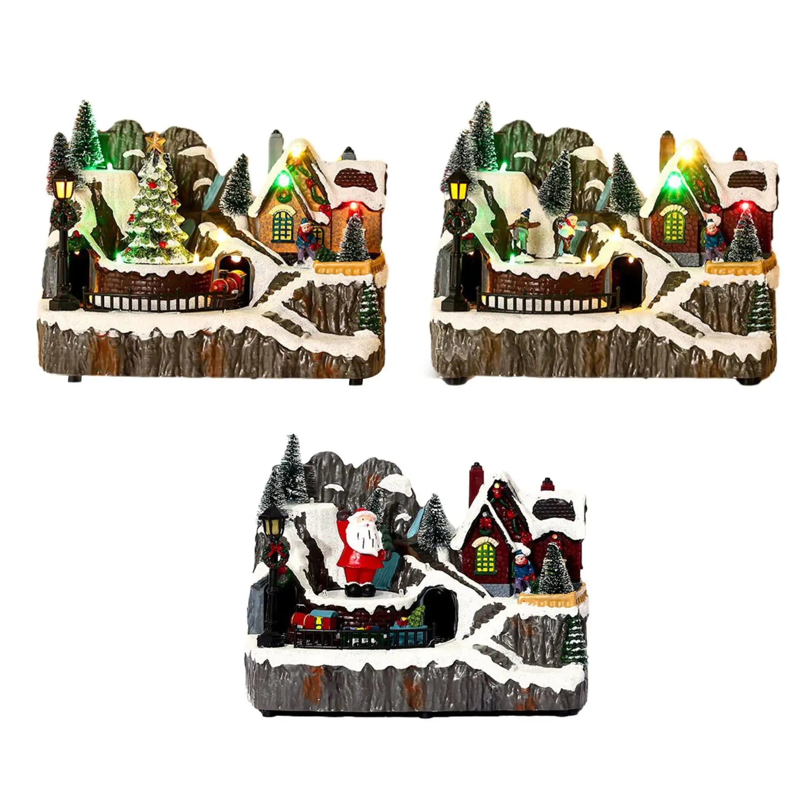 Christmas Music House Decorations Luminous House House Figurine Ornament for Tabletop Home Bedroom Indoor Holiday