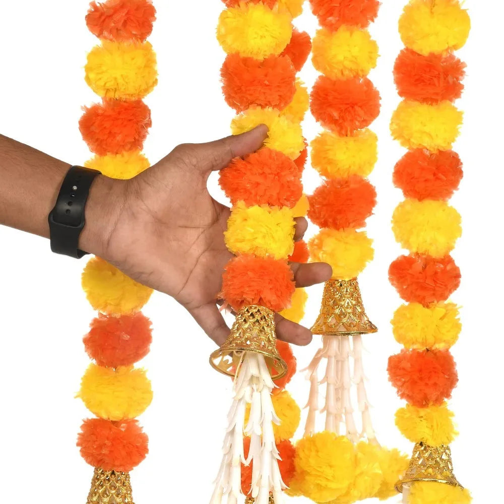 Long Strands Artificial Marigold Garland Pooja Diwali Fiesta Indian Décor Marigold Flower Garlands Pooja Wedding Events Decor