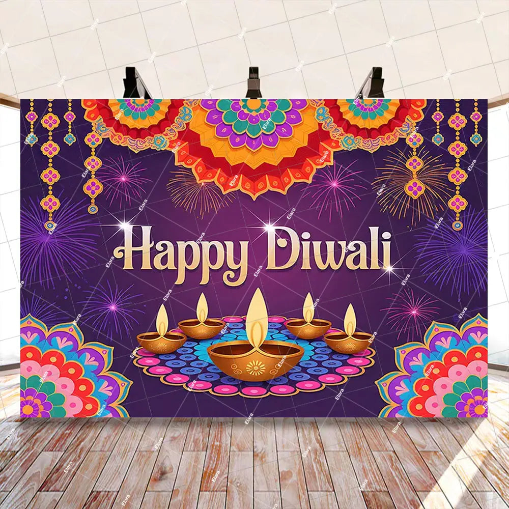 Diwali Decorations Indian Diwali Festival Deepavali Peacock Candle Wedding Birthday Party Supplies Backdrop Banner Photo Studio