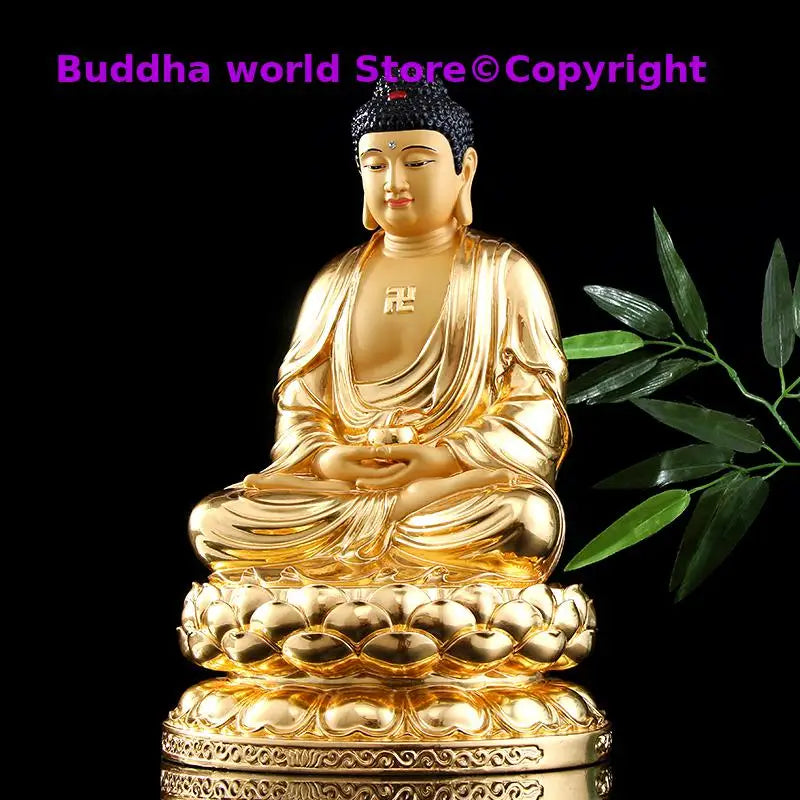 Asia GOOD high grade gilding copper Amitabha Sakyamuni Buddha statue HOME Patron saint bless safe health good LUCK protection
