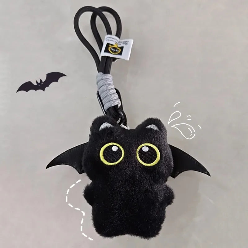 Cute Keychain Kawaii Black Cat Keychain Plush Cats Toy Backpack Hanging Pendant Decoration Keyring Halloween Ghost Theme Gifts