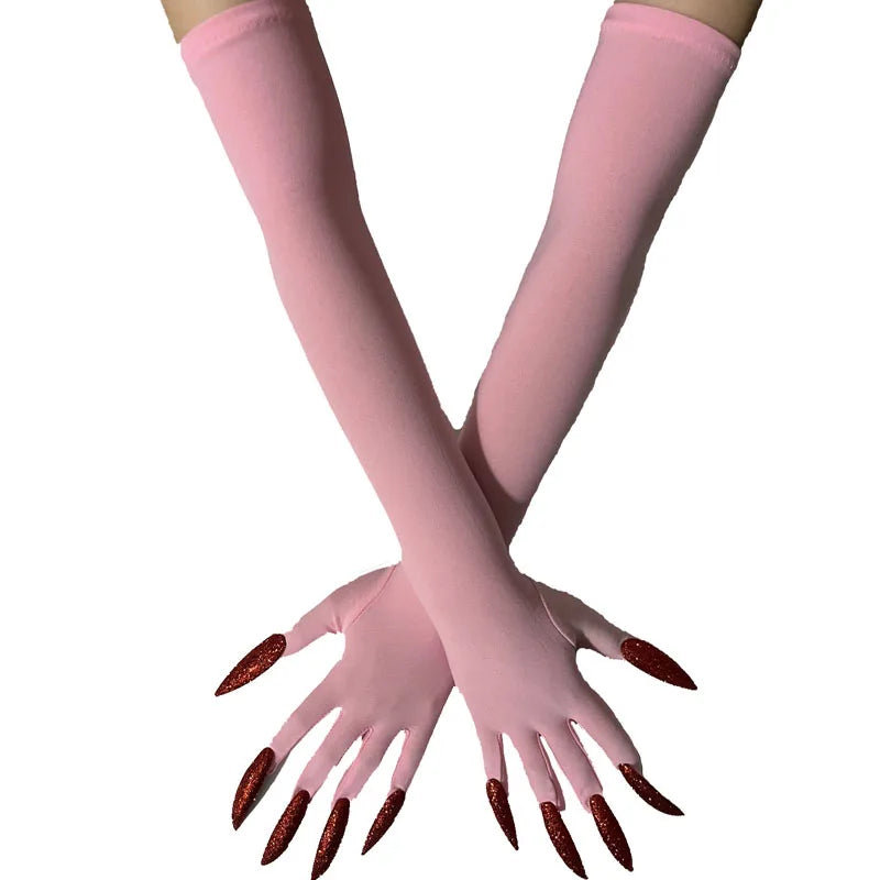 Cool Halloween gloves long ghost claw dress up gloves fashionable red long nails Cosplay Halloween funny gloves A529