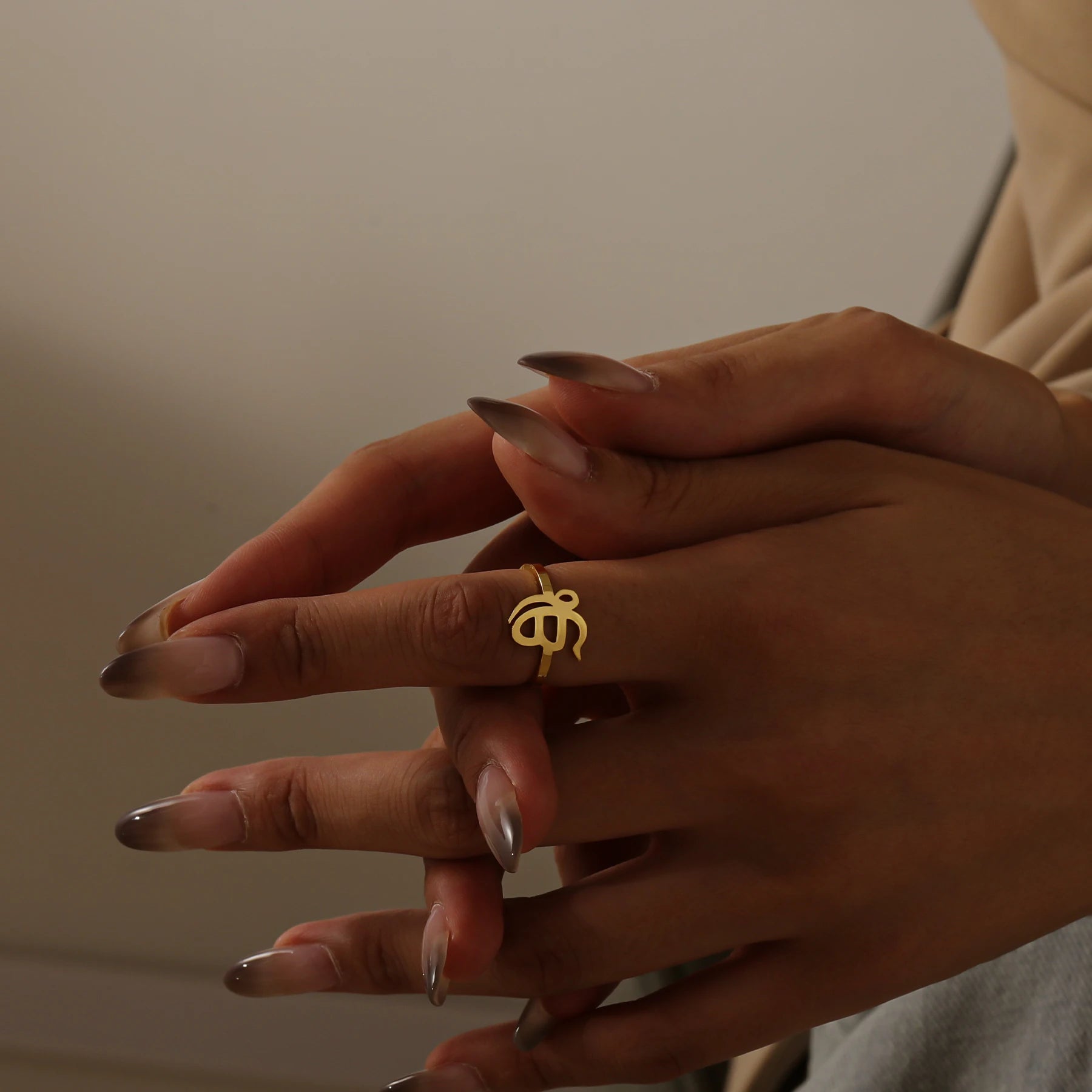 Sikh Punjabi Special Symbol Ring 18K Pendant Hindi Jewelry Personalized Adjustable Ring Religious Memorial Jewelry Holiday Gift