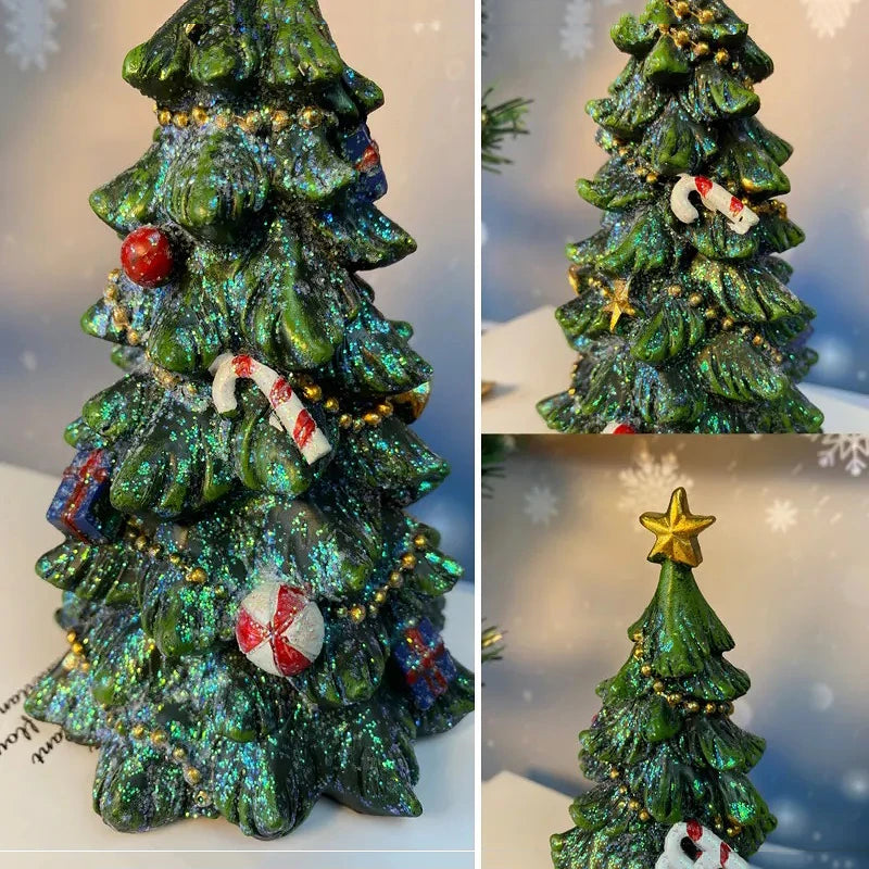 Christmas Tree Decorations Resin Sculpture Home Statues Figurines Christmas Trees Living Room Ornaments Table Desk Accessories
