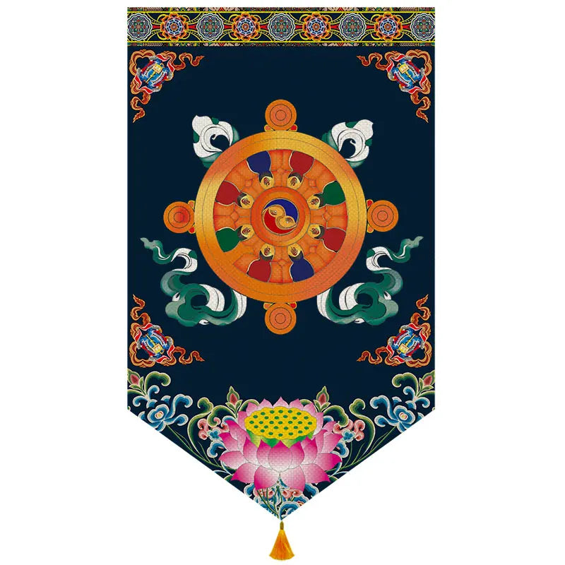 Wholesale Buddhist supplies # HOME Temple altar Wall decor Auspicious blessing Kalachakra Hanging decoration painting Ornament