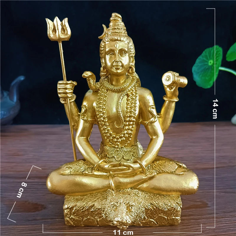 Golden Shiva Statue Hindu Ganesha Vishnu Buddha Figurine Sculpture Room Office Home Decoration India God Feng Shui Crafts