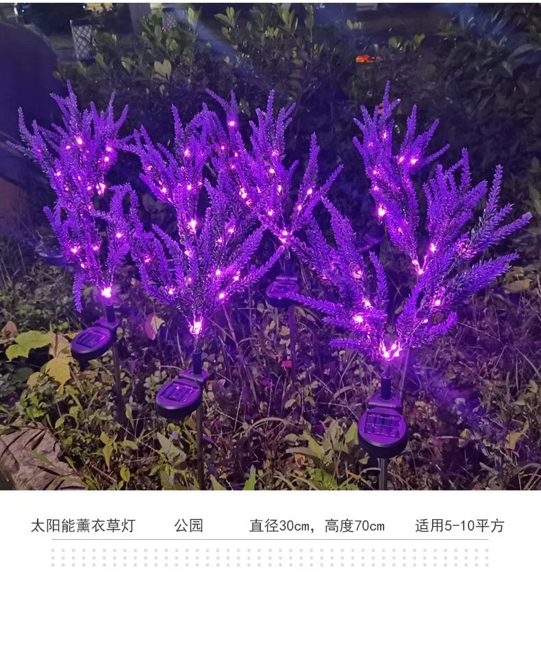 2025 New Purple Lavender Flower Solar Garden Lights Outdoor Decorative Lawn Lamp for Patio Yard Decor