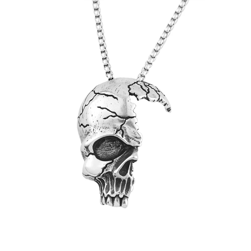 Gothic Hip Hop Skull Pendant Necklaces For Men Stainless Steel Punk Fashion Skeleton Necklace Halloween Jewelry Gifts Wholesale