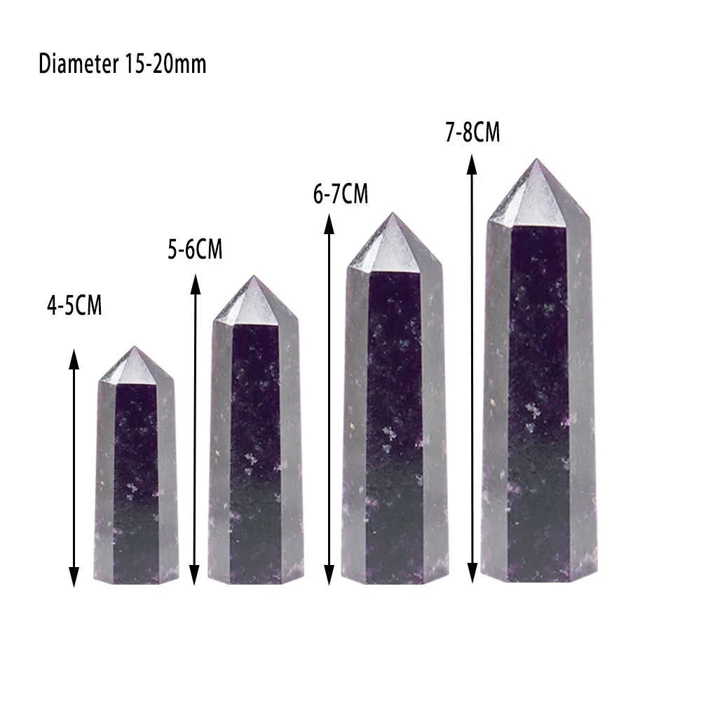 5-8cm Natural Crystal Column Lilac Stone Obelisk Point Lepidolite Reiki Healing Crystal Wand Home Decoration