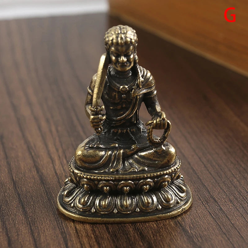 Retro Brass Chinese Tibetan Green Tara Buddha Statue Antique Copper Buddha Statue Home Living Room Office Decoration Figurines