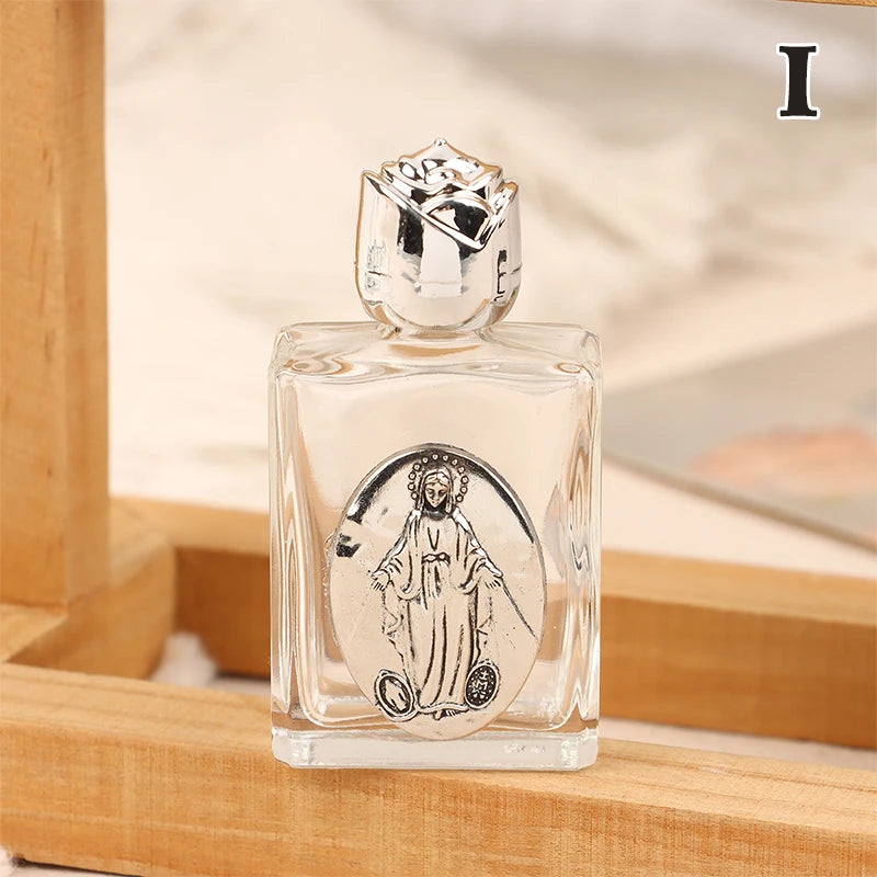11 Types Of Glass Holy Water Jesus Bottle Religious Cross Bottle Christian Virgin Sculpture Bottle Refillable Holy Water Bottle
