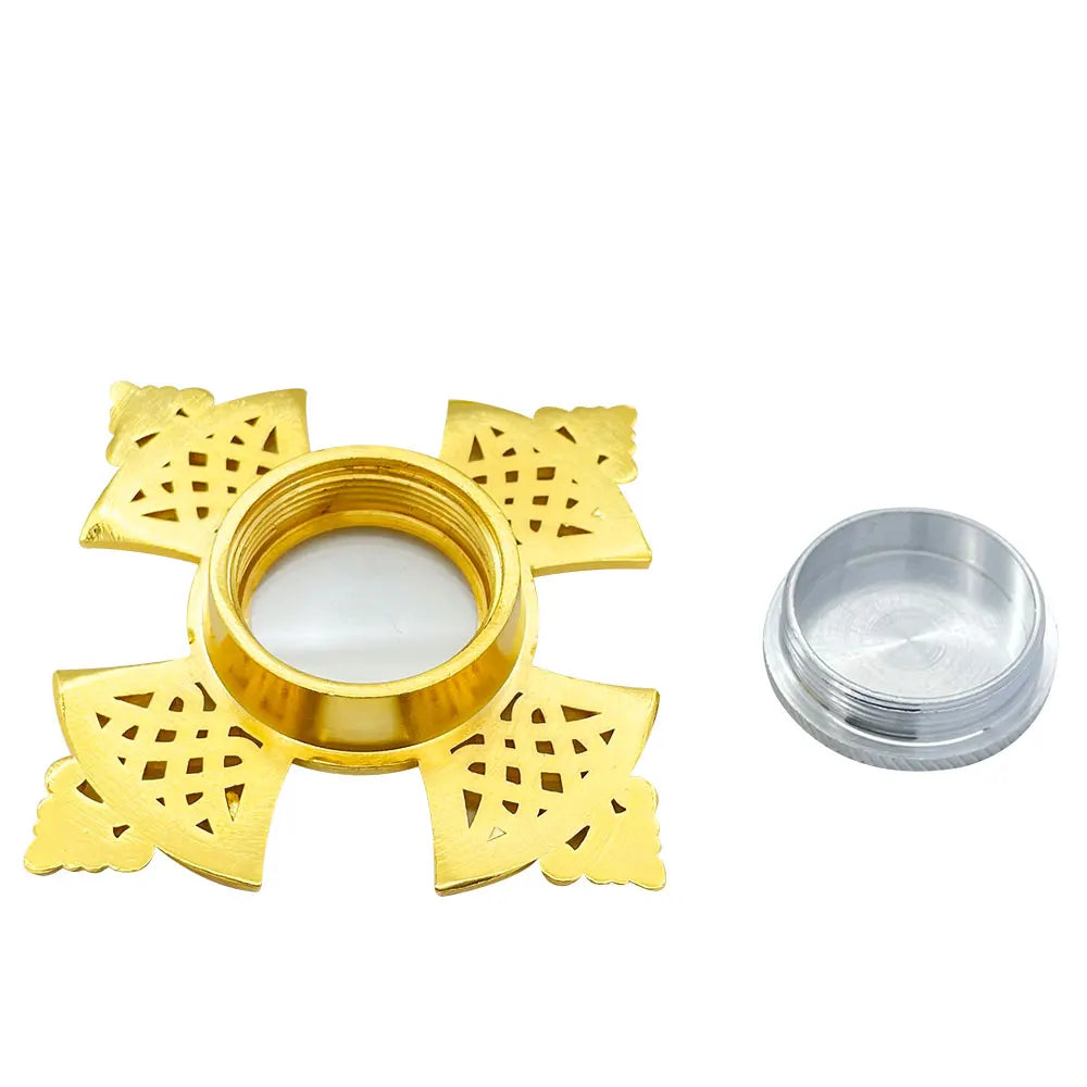 HTISOK Orthodox Holy Water Vessel Gold Plated Alloy with Celtic Cross Church Sanctuary Family Spiritual Space Religious Decor