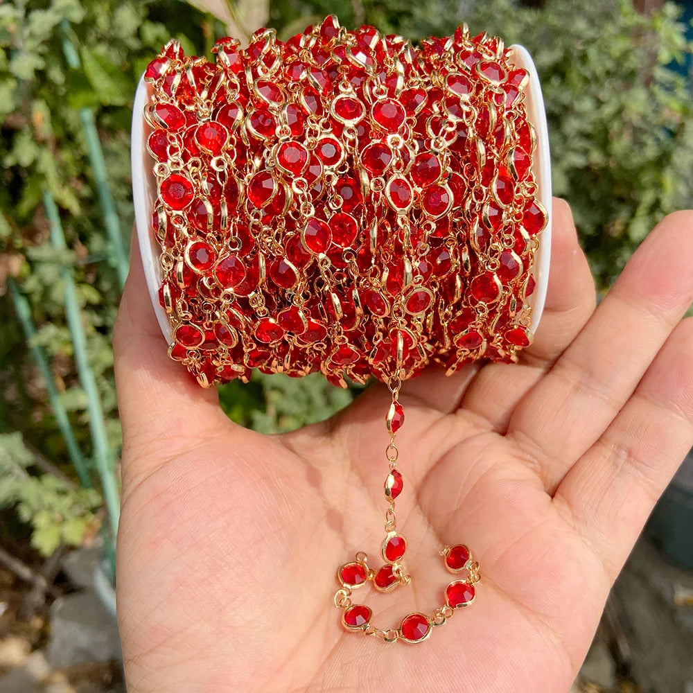 Colorful Evil Eye Beads Chains Stainless Steel Link Pearl Beaded Chains Turkey Eye Link Chain for Necklace Making Jewelry DIY