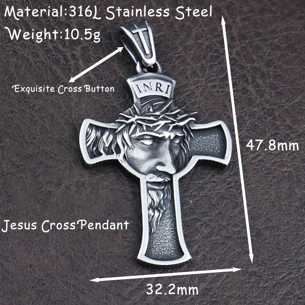 Retro Christian Jesus Cross Trend Classic Pendant Women 316L Stainless Steel Men's Crisscross Necklaces Jewelry Gifts Wholesale