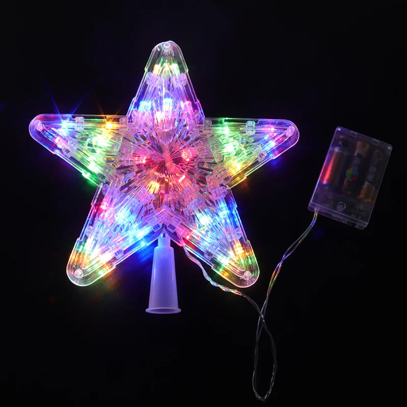 Christmas Tree LED Luminous Star Light Tree Top Pentagram Home Garden Christmas Party Holiday Decoration Supplies DIY Decoration