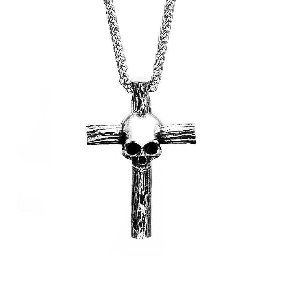 Gothic Hip Hop Skull Pendant Necklaces For Men Stainless Steel Punk Fashion Skeleton Necklace Halloween Jewelry Gifts Wholesale